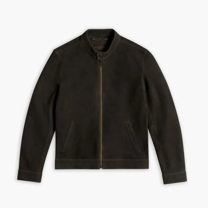 Racer Jacket | Dark Olive Suede
