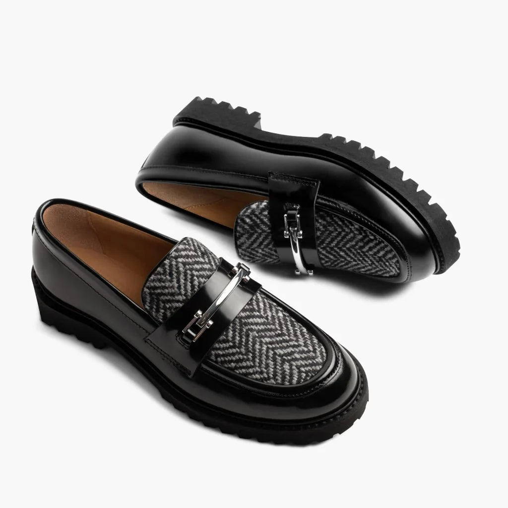 Penny | Black & Silver Herringbone