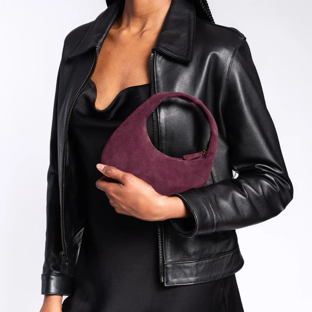 Mini Crescent | Burgundy Suede