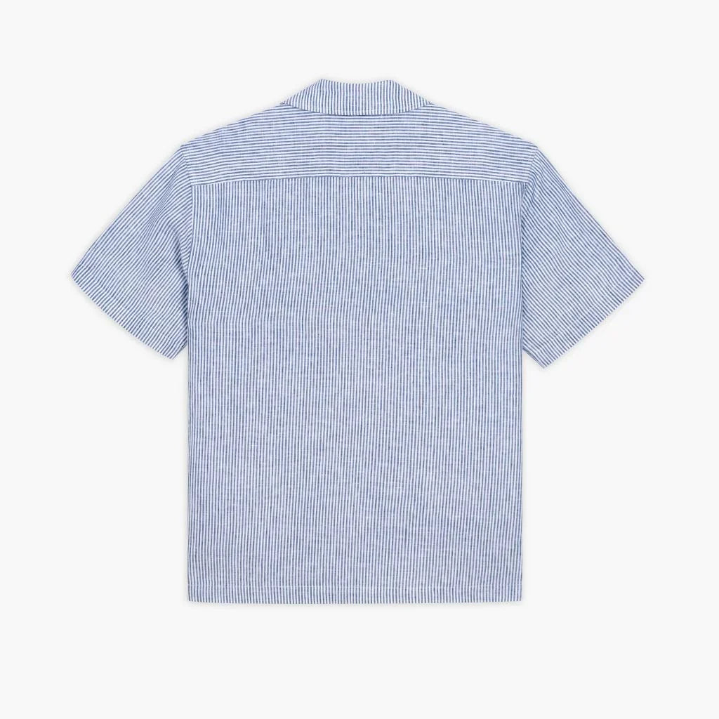Linen Camp Shirt | White & Indigo