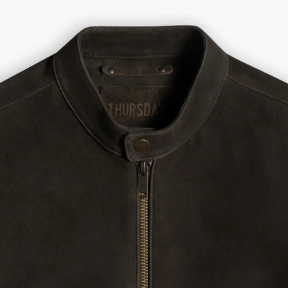 Racer Jacket | Dark Olive Suede