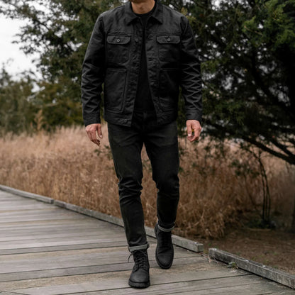 Waxed Trucker Jacket | Black