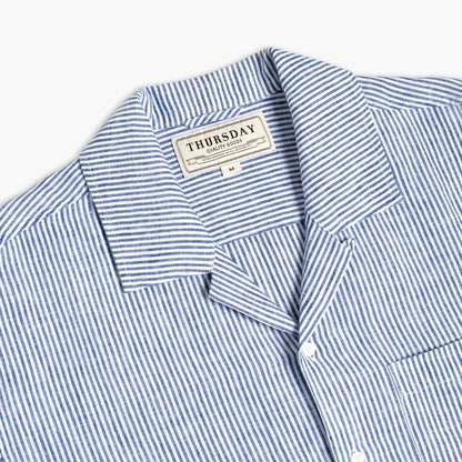 Linen Camp Shirt | White & Indigo