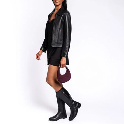 Mini Crescent | Burgundy Suede
