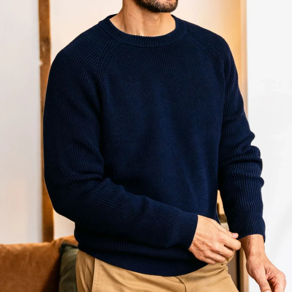 Ribbed Crewneck Sweater | Navy