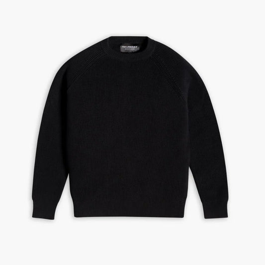 Ribbed Crewneck Sweater | Black