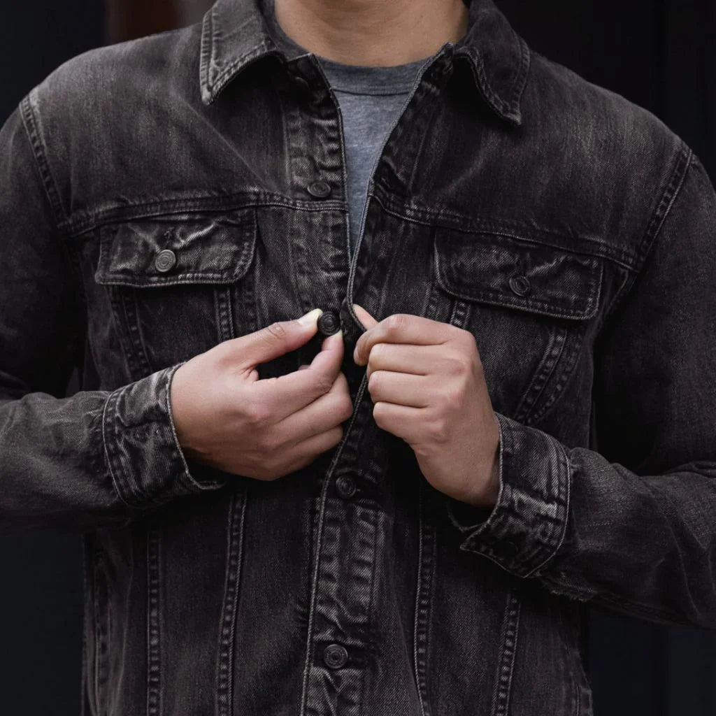 Denim Trucker Jacket | Faded Black