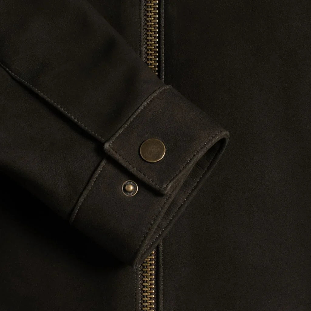 Racer Jacket | Dark Olive Suede