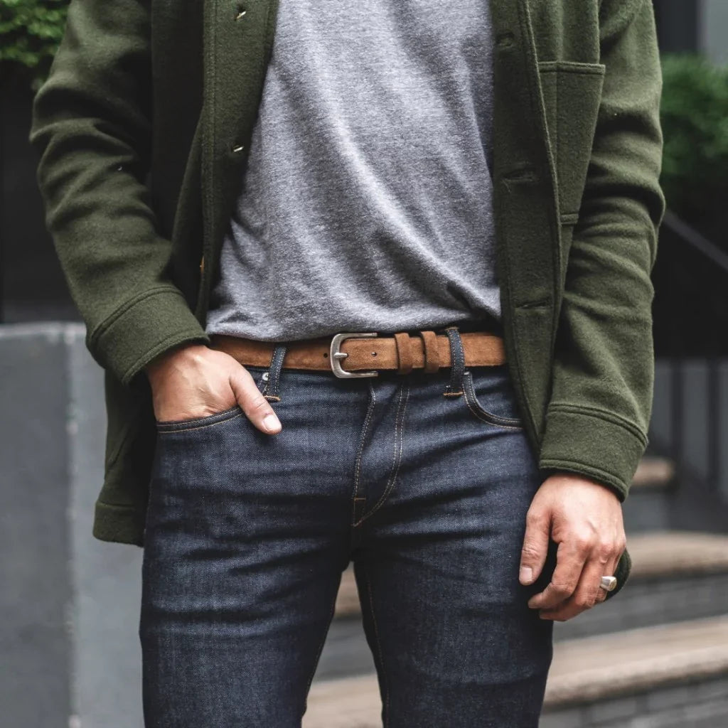 Men's Refined Leather Belt | Cognac Suede